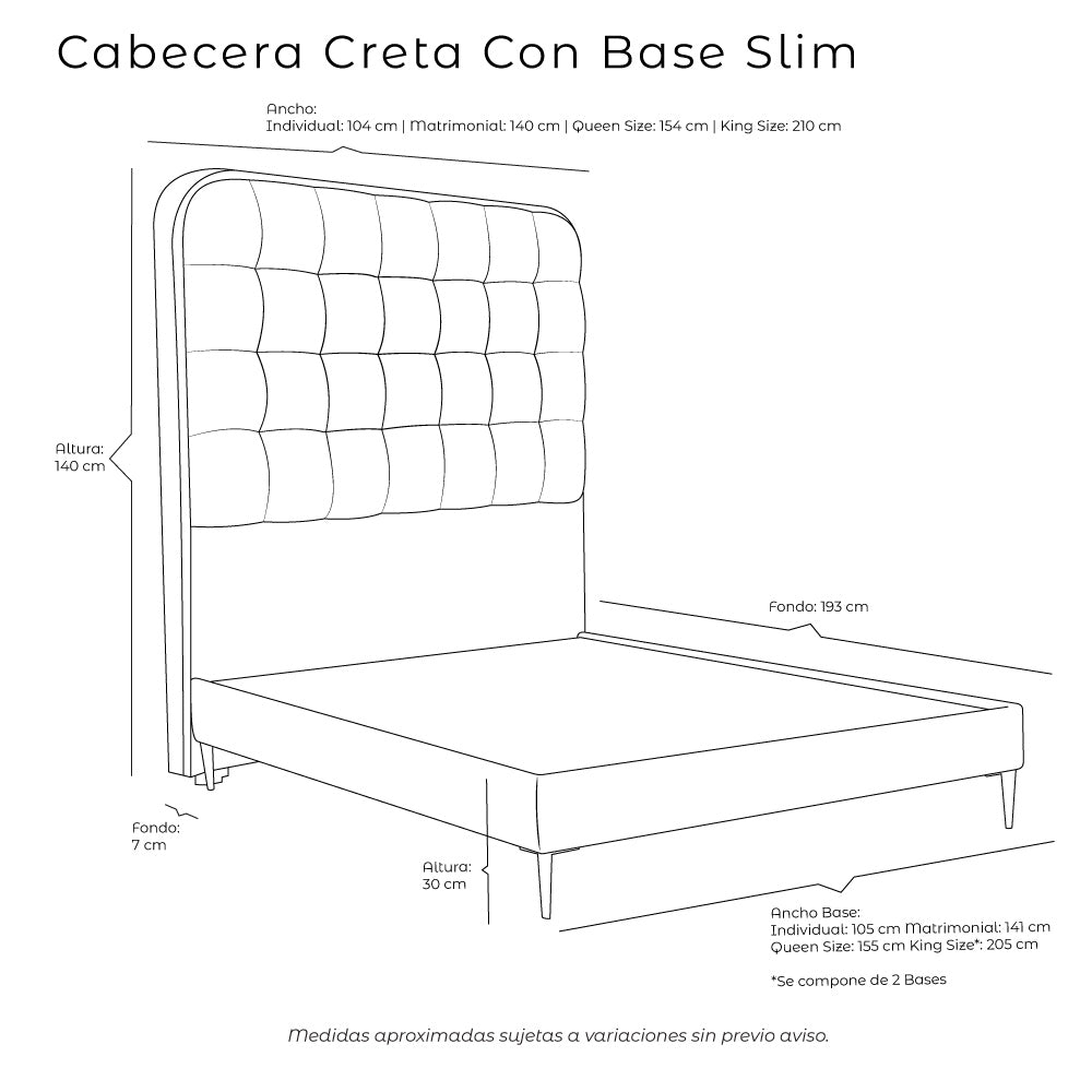 Cabecera Creta con Base Slim