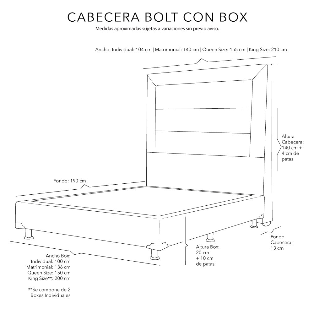 Cabecera Dicasa Bolt con Box con Colchón