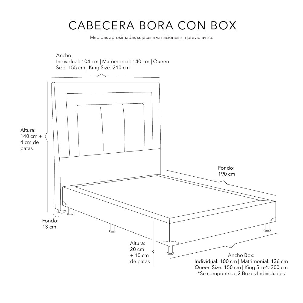 Cabecera Dicasa Bora con Box con Colchón