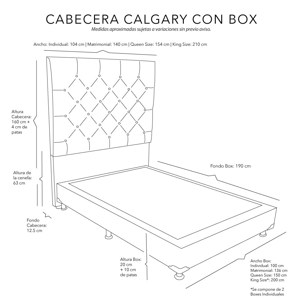 Cabecera Dicasa Calgary con Box con Colchón