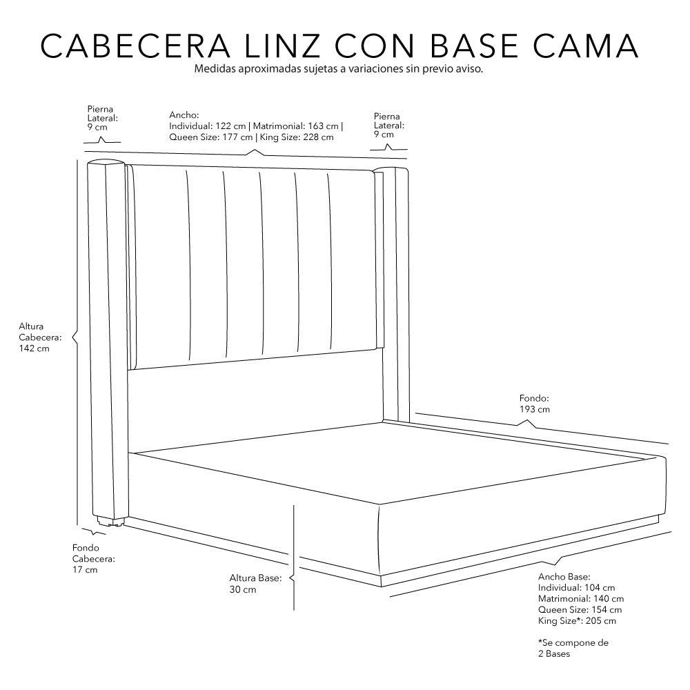 Cabecera Dicasa Linz con Base Cama