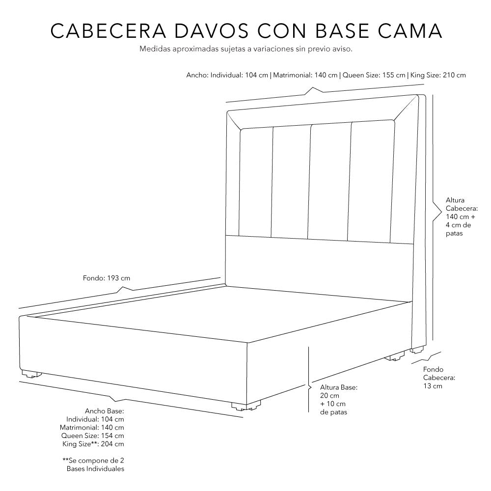 Cabecera Dicasa Davos con Base Cama