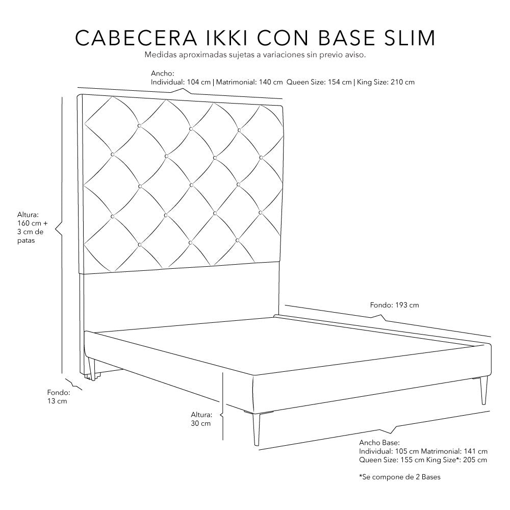 Cabecera Dicasa Ikki con Base Cama Slim