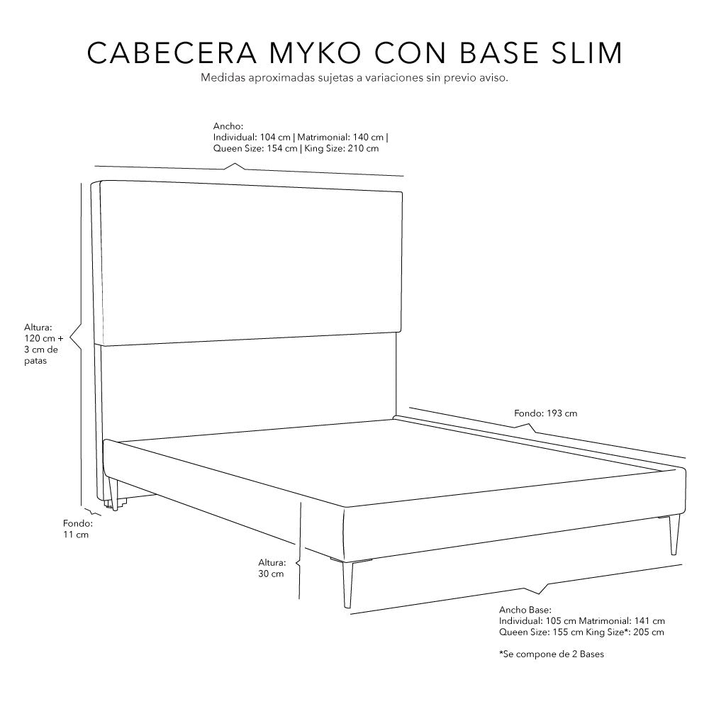 Cabecera Dicasa Myko con Base Cama Slim