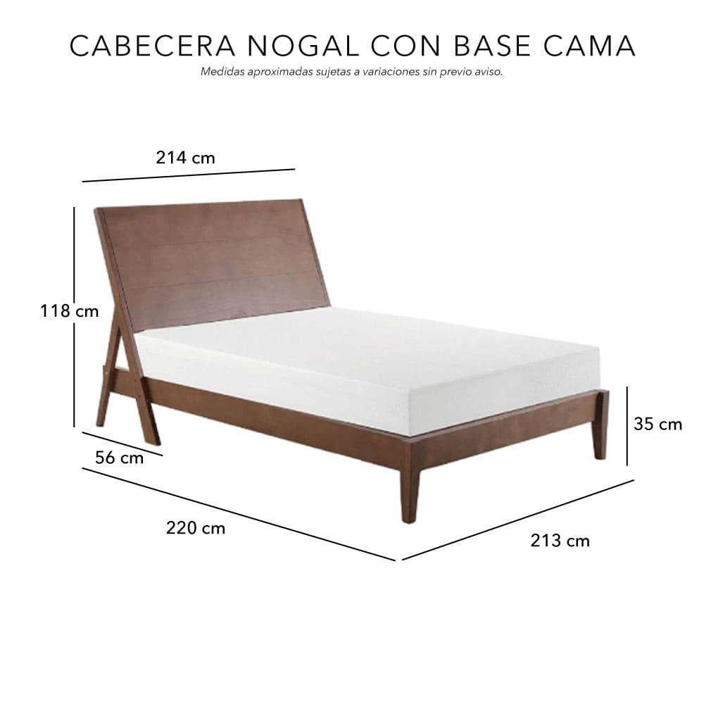 Cabecera Dicasa Nogal con Base Cama con 2 burós. Regalo: Almohadas, Frazada y Libro