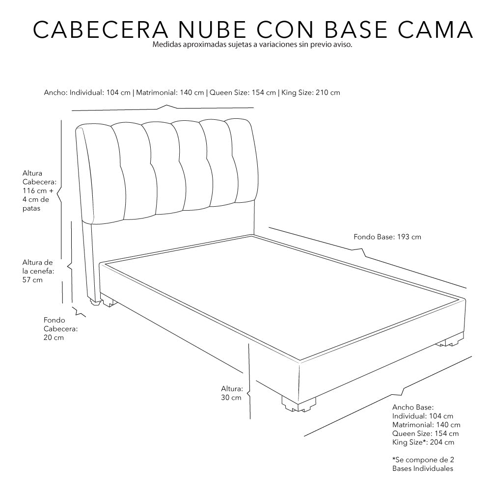 Cabecera Dicasa Nube con Base Cama