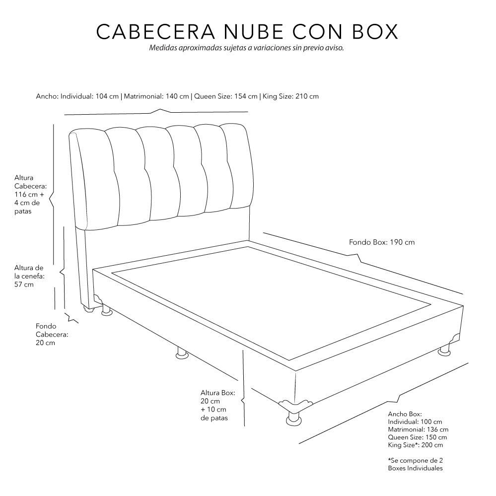 Cabecera Dicasa Nube con Box con Colchón