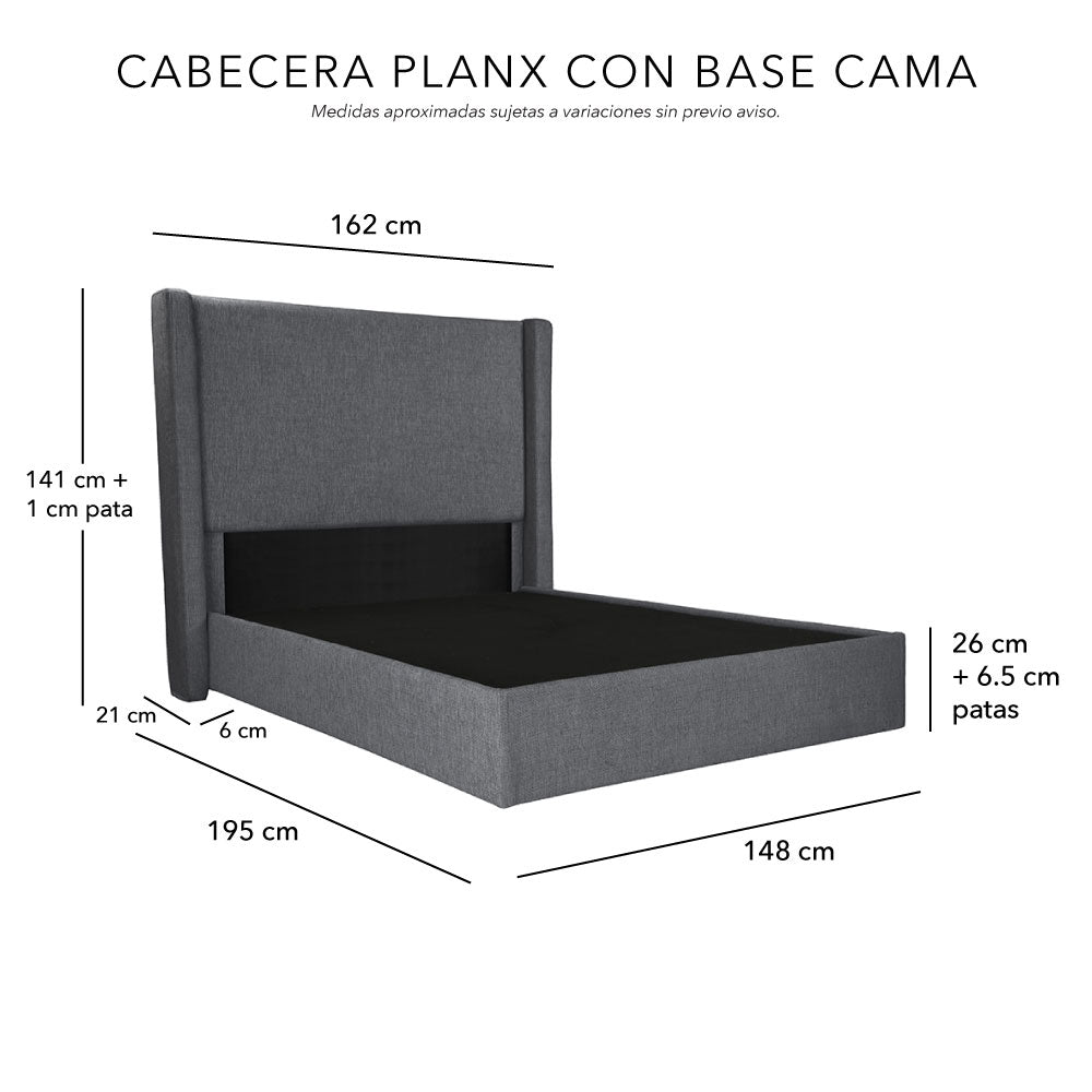 Cabecera Dicasa Planx con Base Cama. Regalo: Almohadas, Frazada y Libro