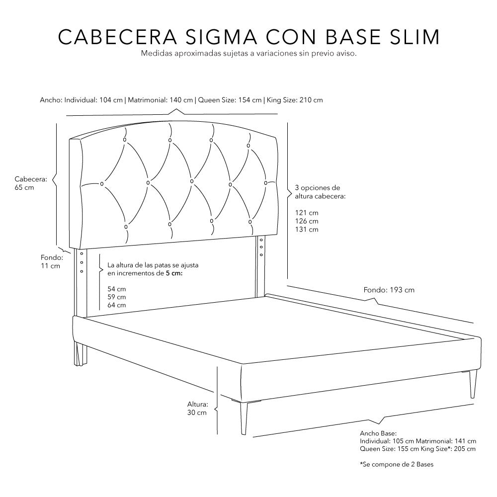 Cabecera Dicasa Sigma con Base Cama Slim