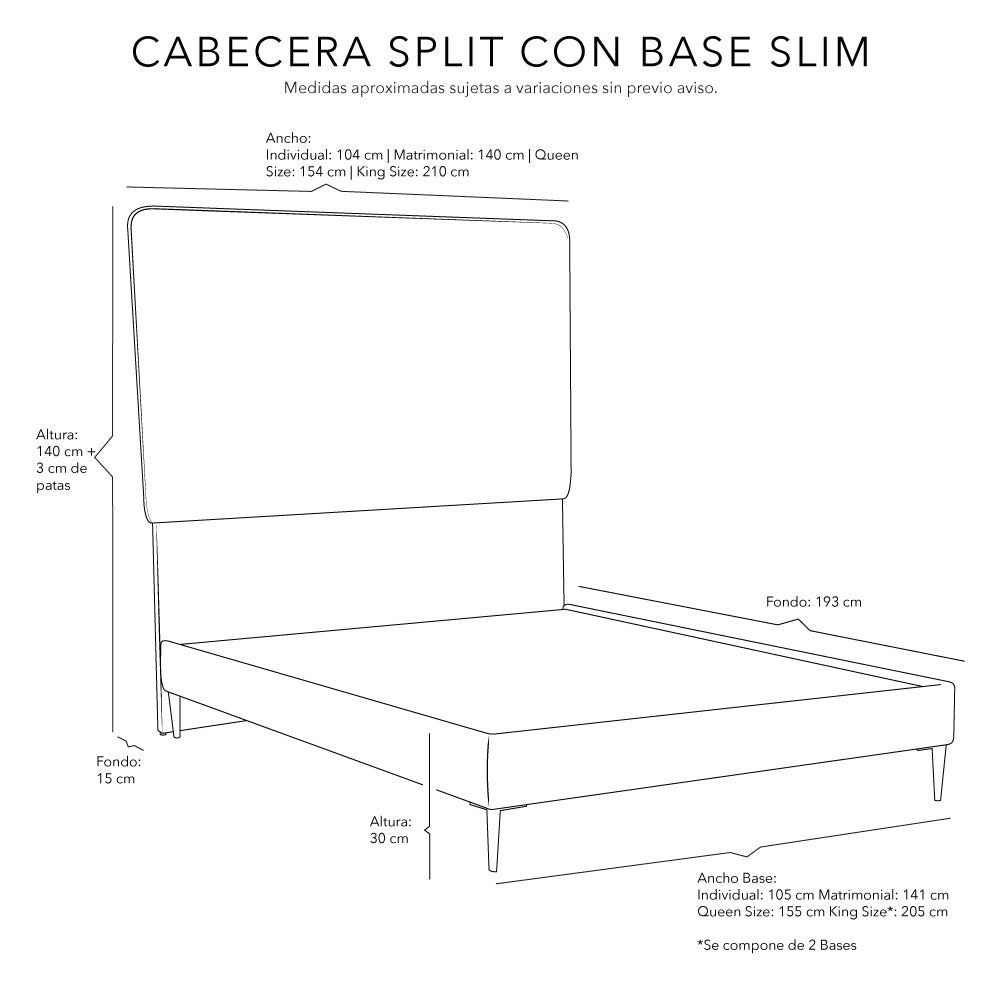 Cabecera Dicasa Split con Base Cama Slim