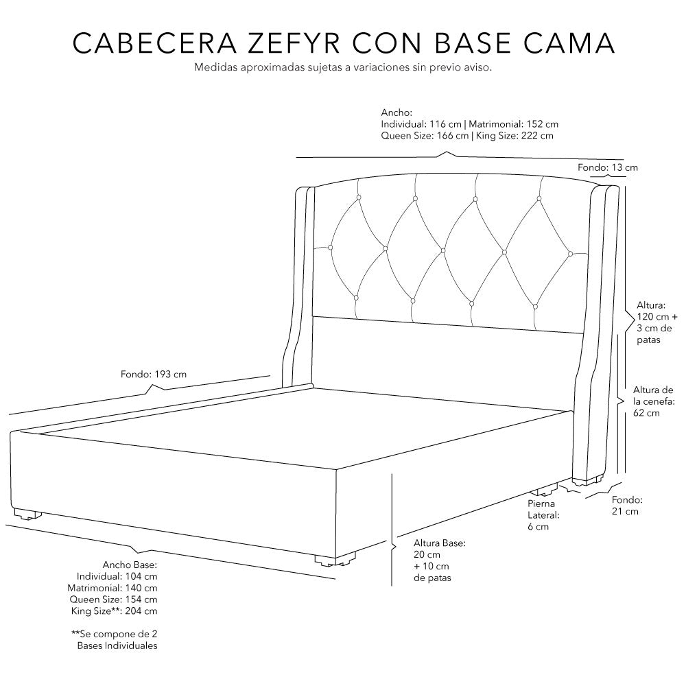 Cabecera Dicasa Zefyr con Base Cama