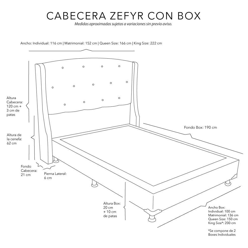 Cabecera Dicasa Zefyr con Box con Colchón