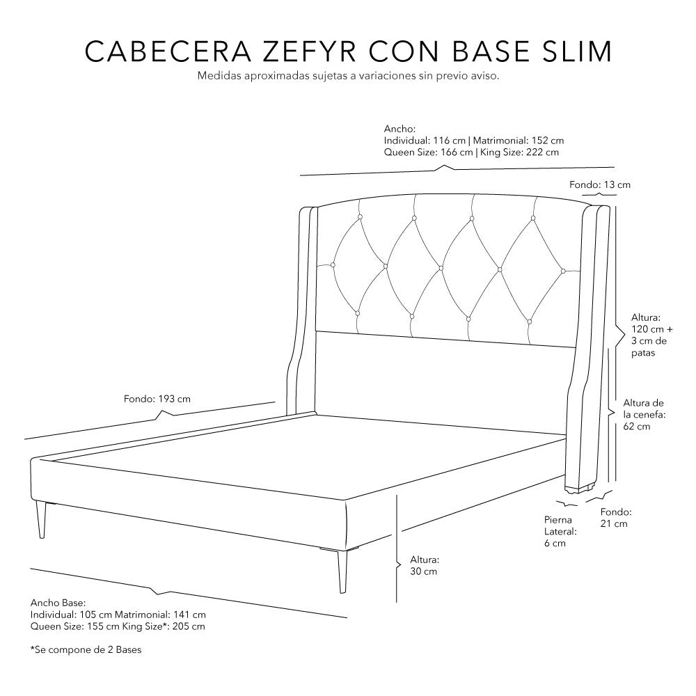 Cabecera Dicasa Zefyr con Base Cama Slim