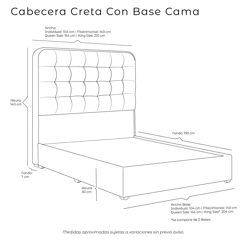 Cabecera Creta con Base Cama