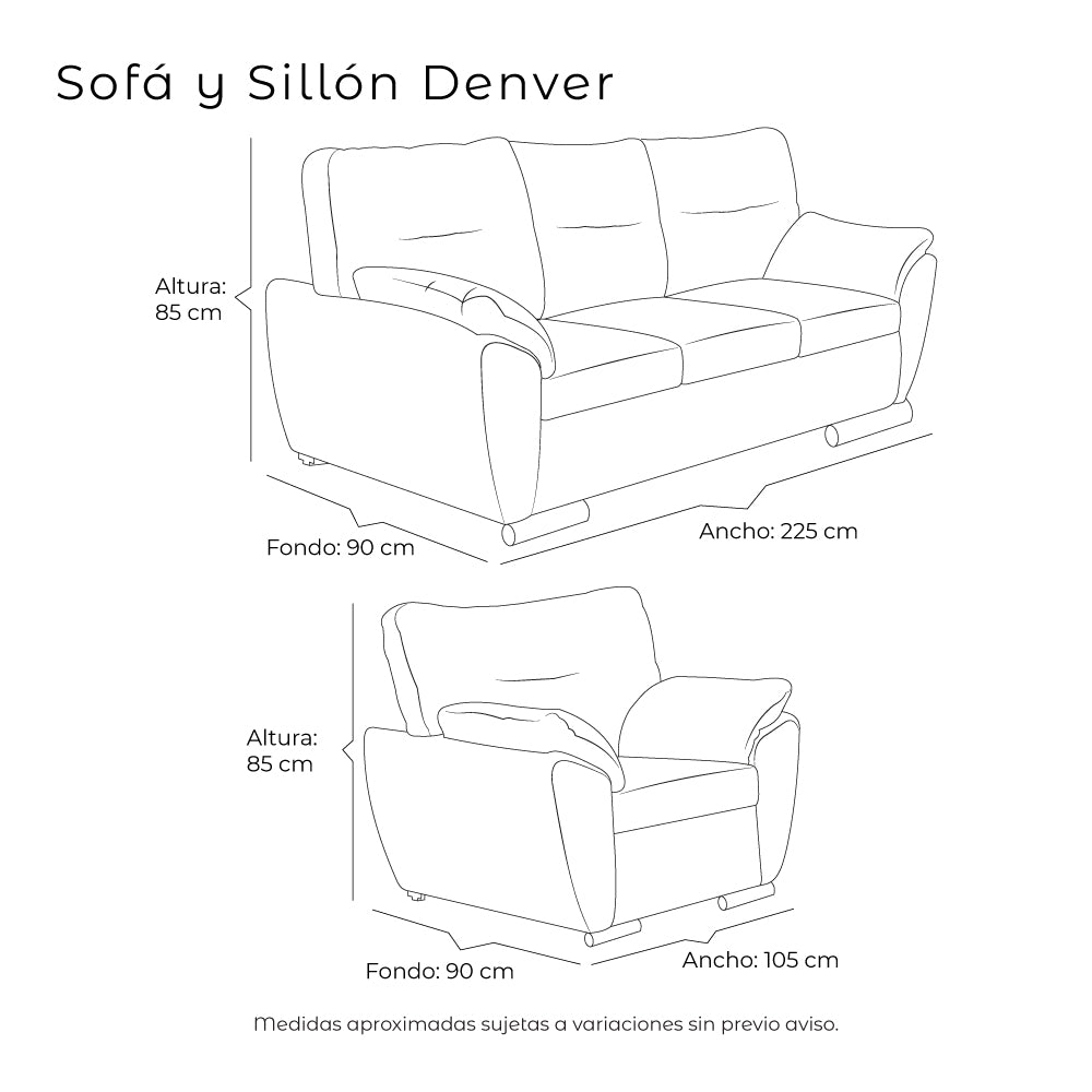 Sala Denver Con Sofá y Sillón
