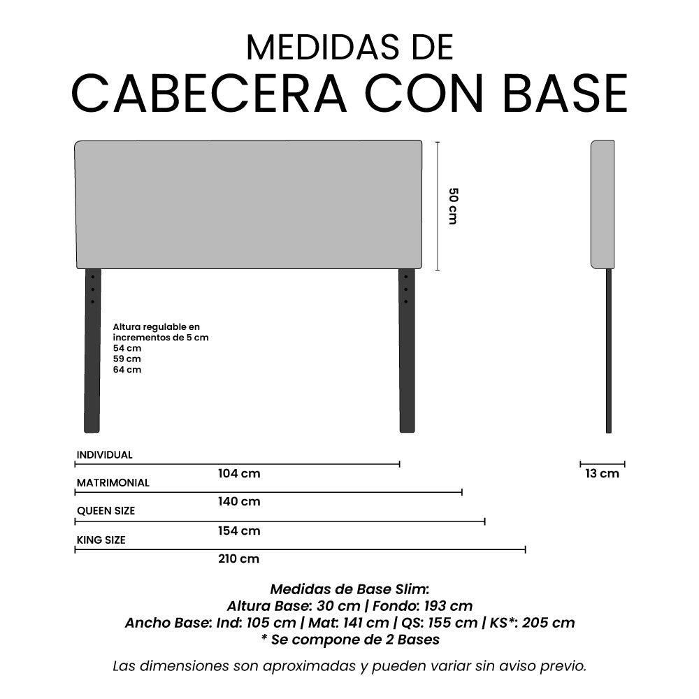 Cabecera Arlo con Base Cama Slim