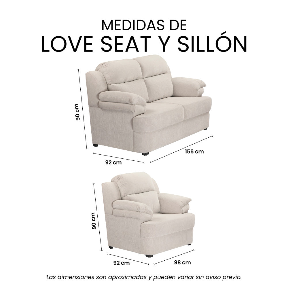 Sala Kendra Con Love Seat y Sillón