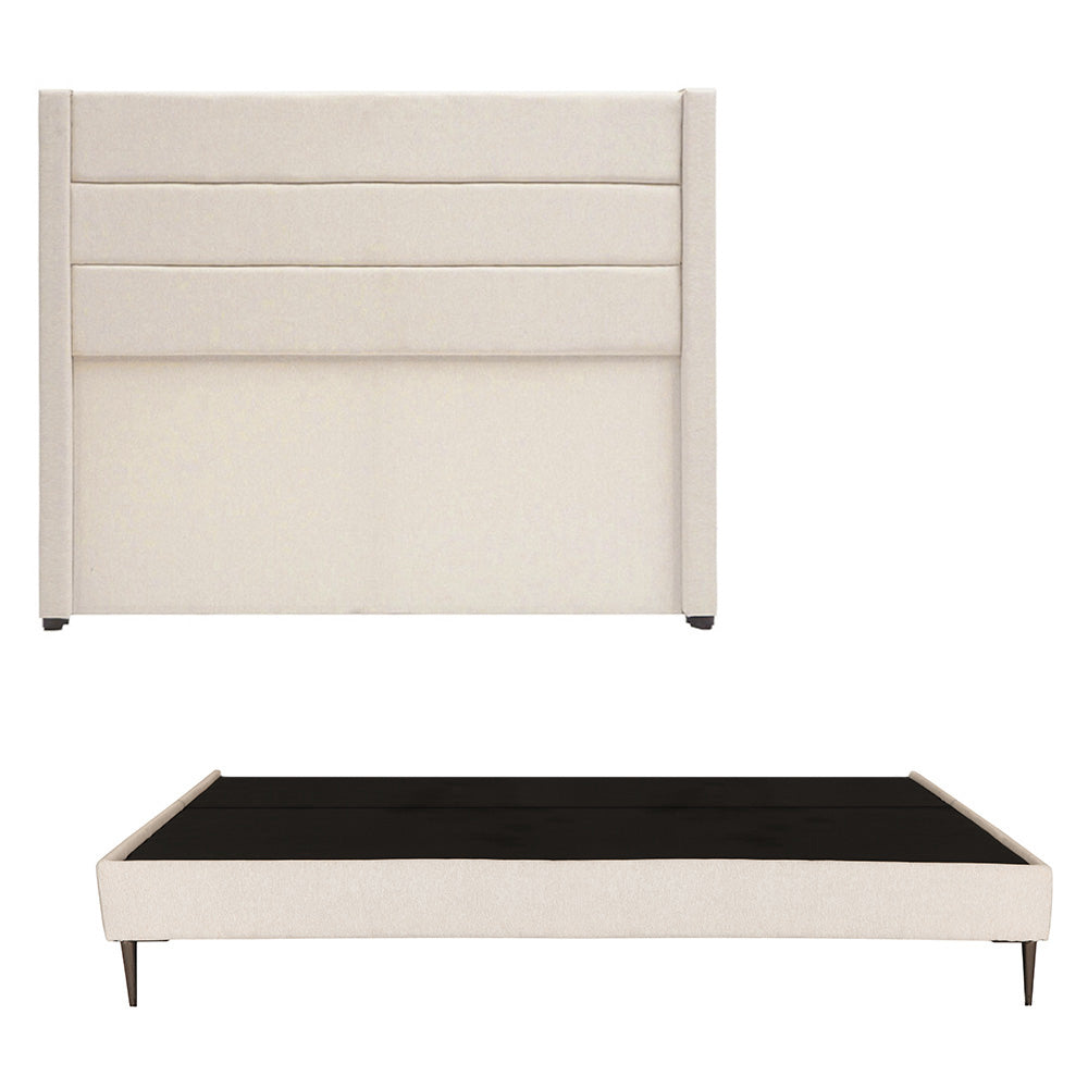 Colchón Dicasa Trini con Cabecera Lugo y Base Cama Slim Beige con Ropa de Cama