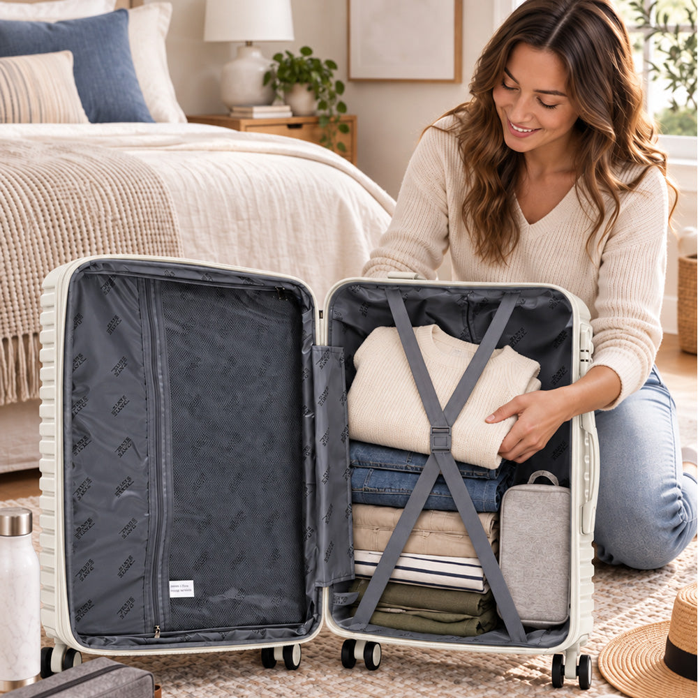 Set de 4 Maletas de Viaje Expandible Nomada | Con Ruedas 360° – Candado con combinación y mango ajustable