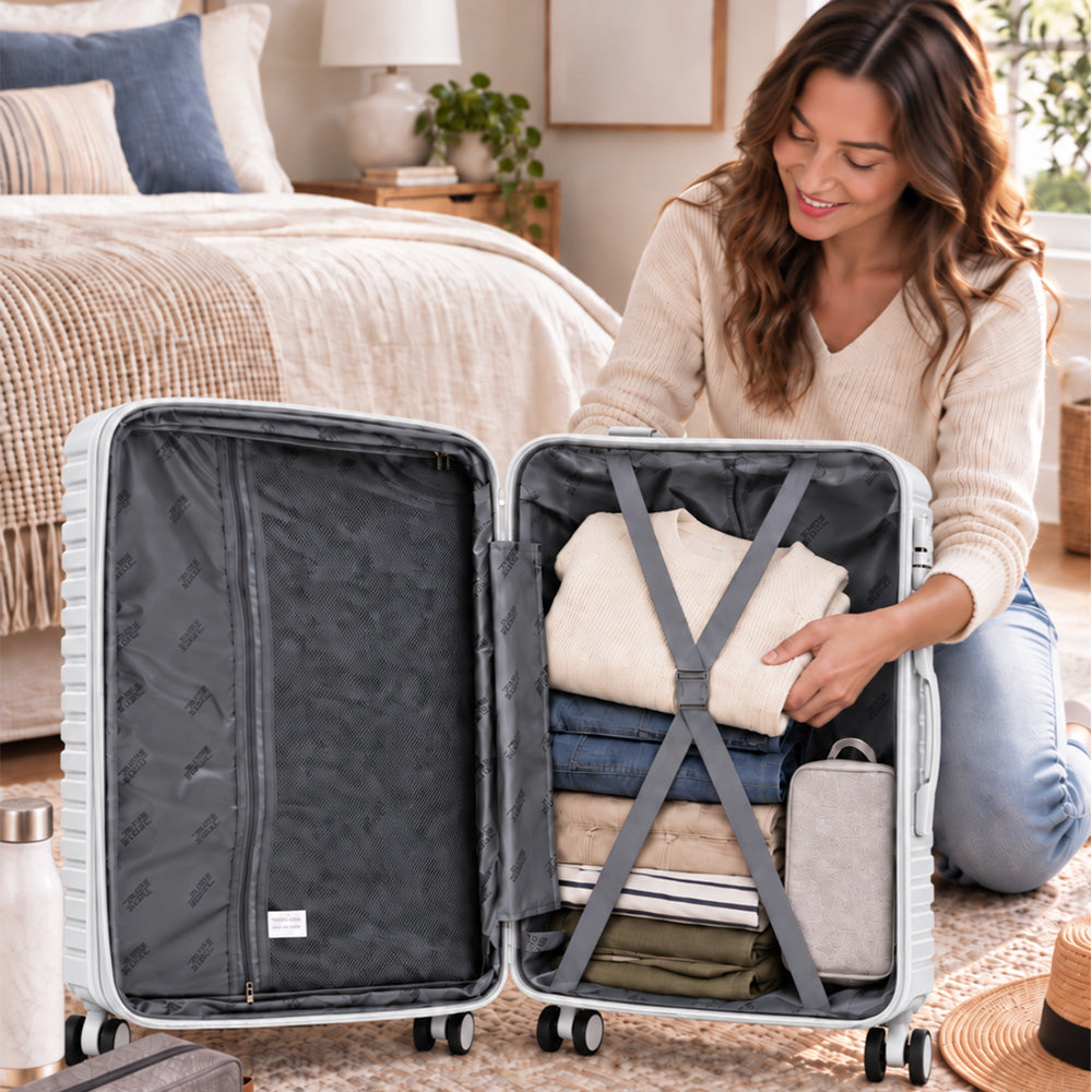 Set de 4 Maletas de Viaje Expandible Nomada | Con Ruedas 360° – Candado con combinación y mango ajustable