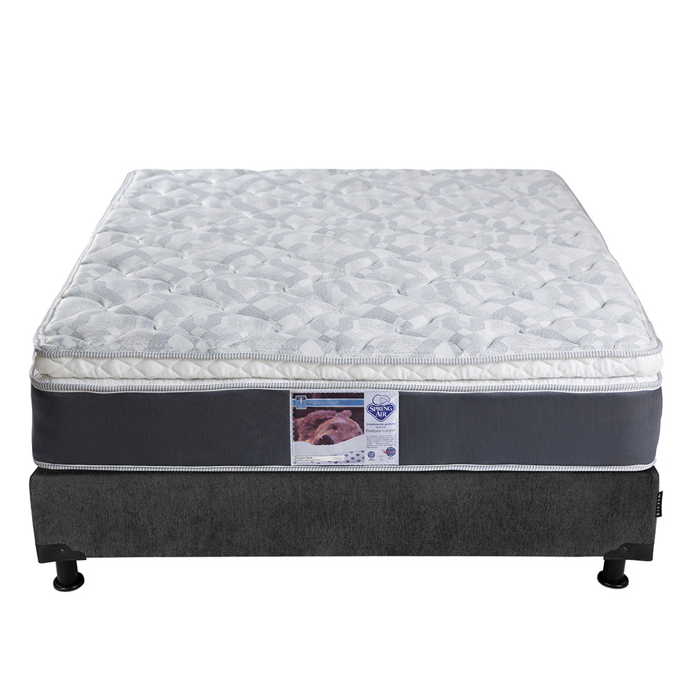 Colchón Spring Air Marte con Box Gris Carbón con Ropa de Cama
