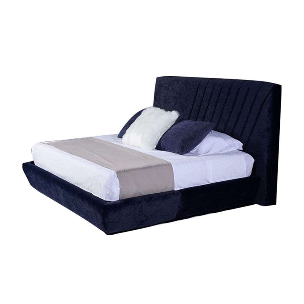 Cabecera Dicasa Drax con Base Cama Azul. Regalo: Almohadas, Frazada y Libro
