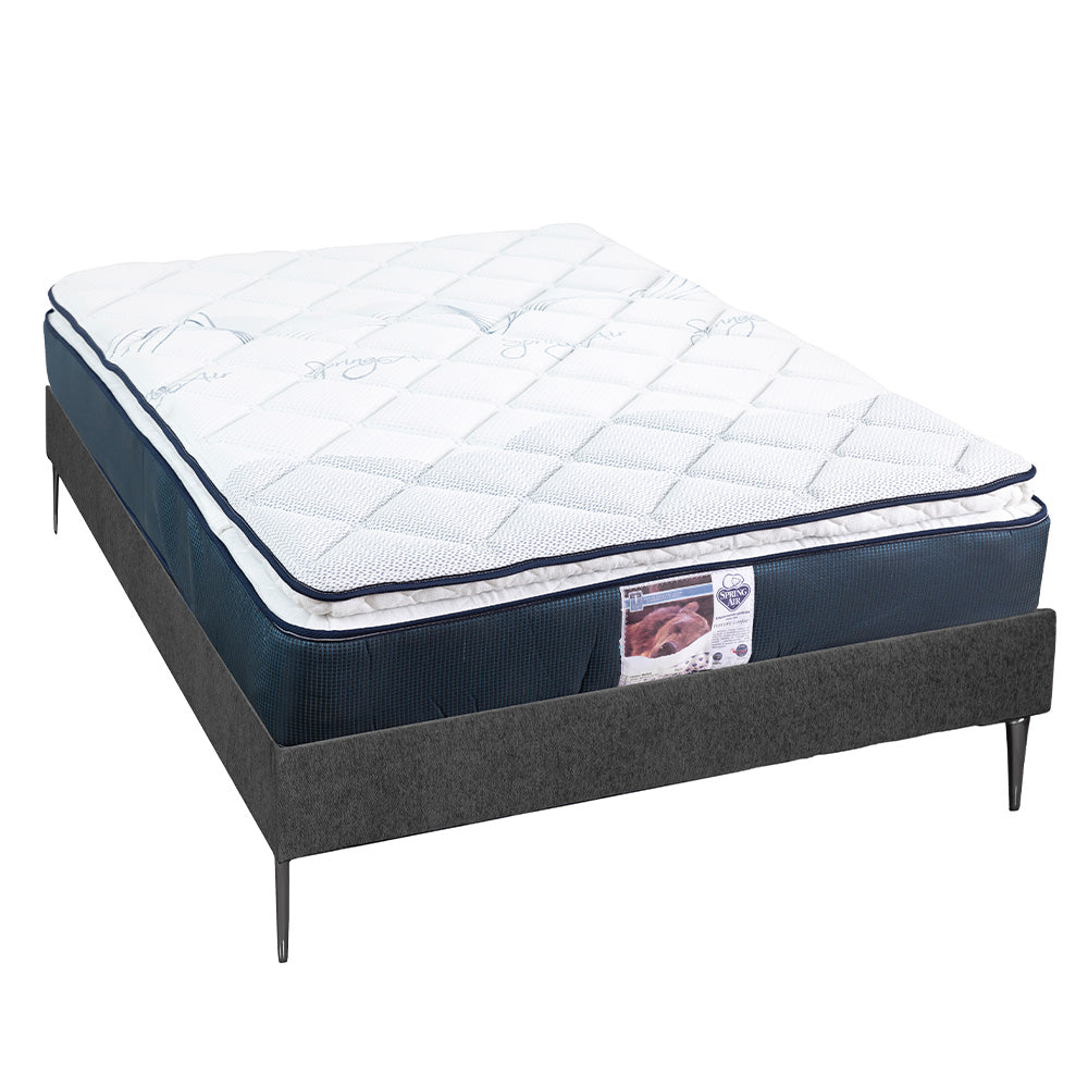 Colchón Spring Air Monaco con Base Slim y Ropa de Cama