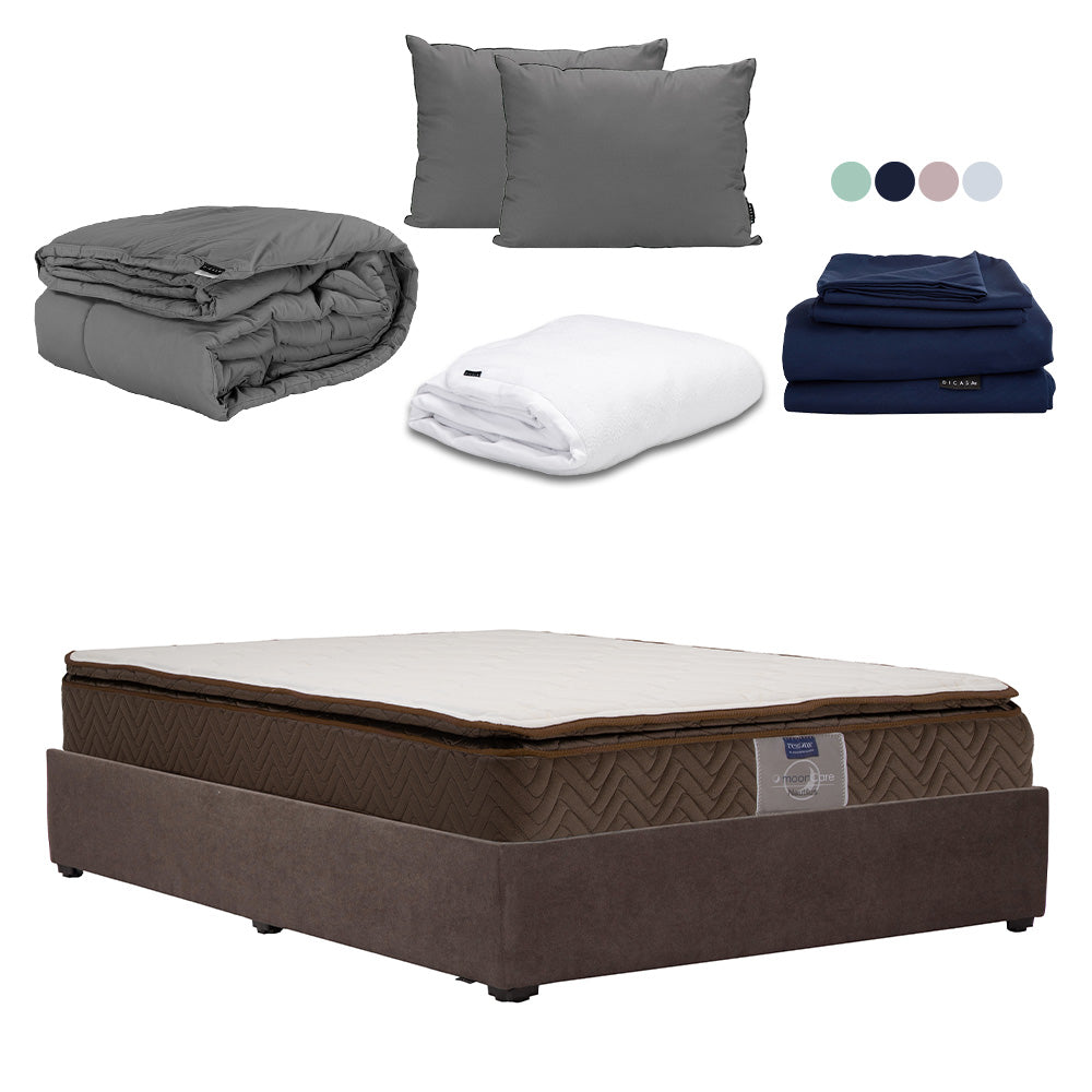 Colchón Restonic Nautilus con Base Cama con Ropa de Cama