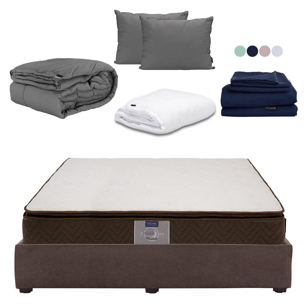 Colchón Restonic Nautilus con Base Cama con Ropa de Cama