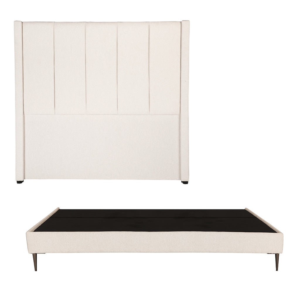 Cabecera Dicasa Nizza con Base Cama Slim Beige con Ropa de Cama