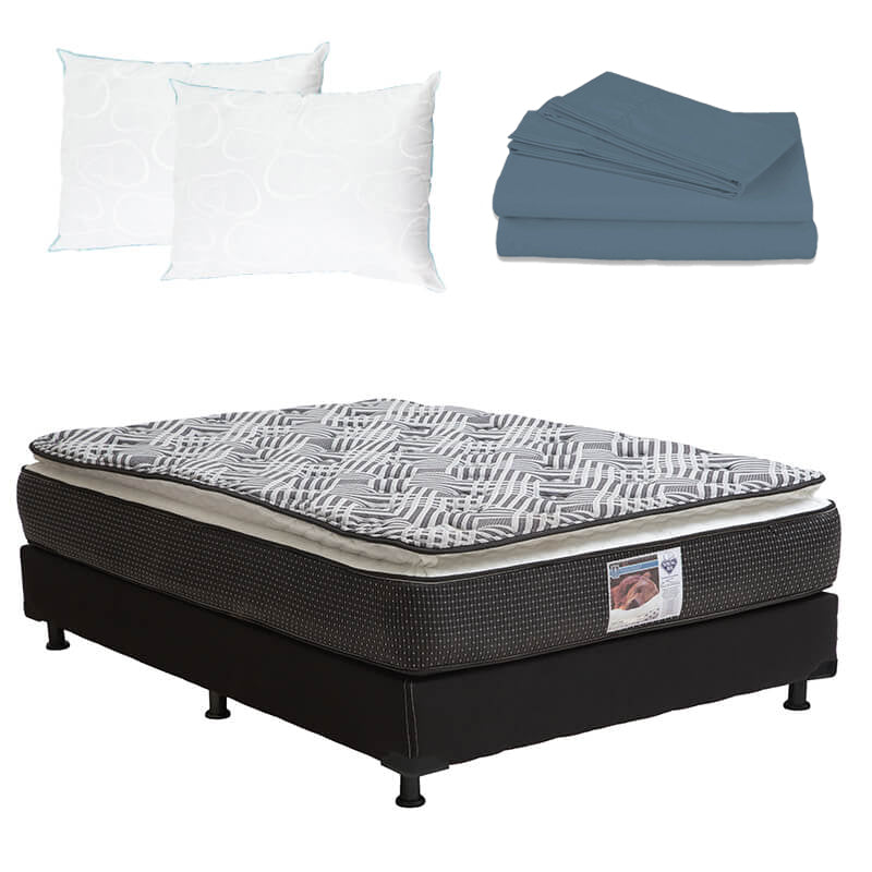 Colchón Spring Air Omega con Box con Ropa de Cama