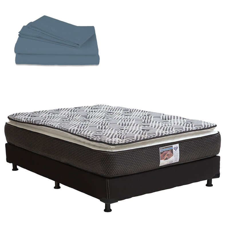 Colchón Spring Air Omega con Box con Ropa de Cama