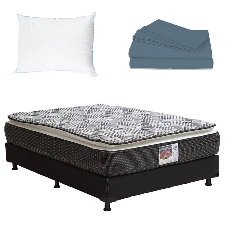 Colchón Spring Air Omega con Box con Ropa de Cama