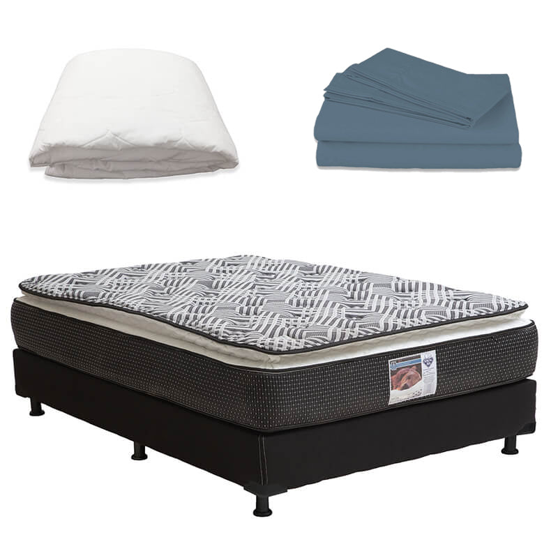 Colchón Spring Air Omega con Box con Ropa de Cama