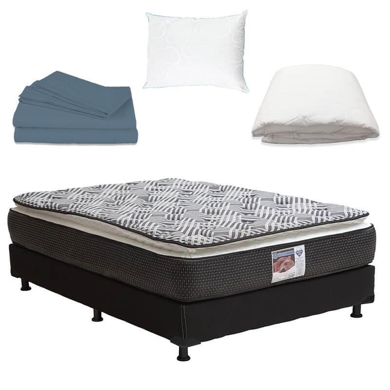 Colchón Spring Air Omega con Box con Ropa de Cama