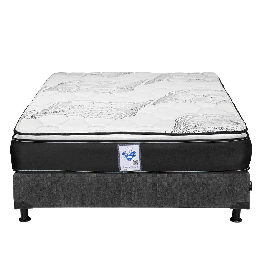 Colchón Spring Air Premier con Box Gris Oscuro con Ropa de Cama