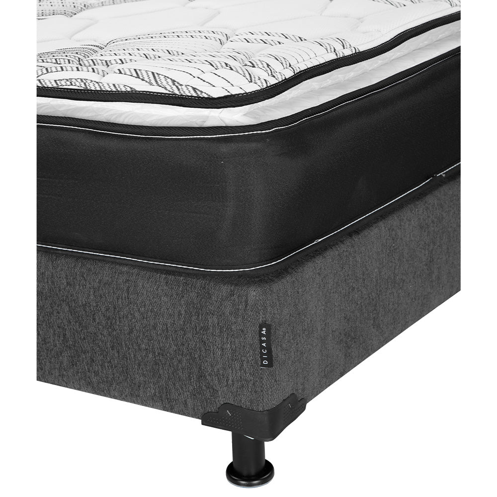 Colchón Spring Air Premier con Box Gris Oscuro con Ropa de Cama