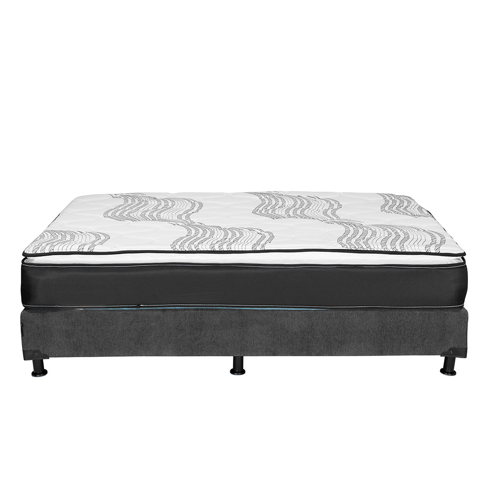 Colchón Spring Air Premier con Box Gris Oscuro con Ropa de Cama