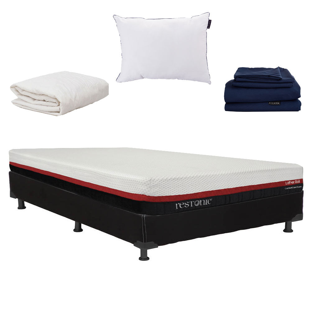 Colchón en caja Restonic Roll con Box con Ropa de Cama