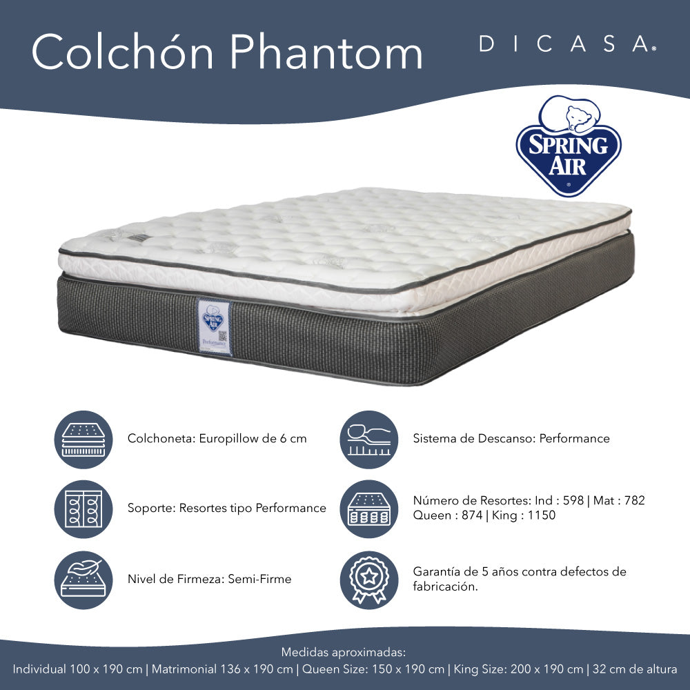 Cabecera Dicasa Sitka con Base Cama con Colchón
