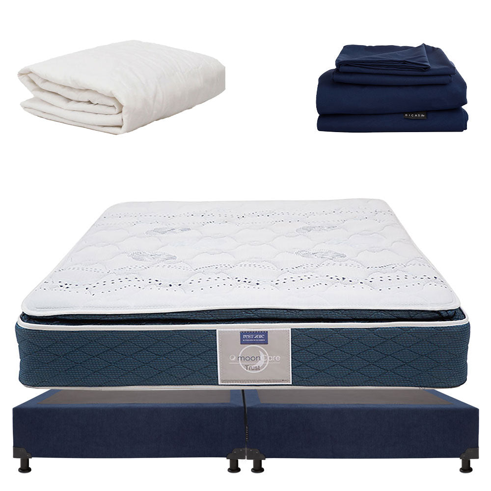 Colchón Restonic Trust con Box con Ropa de Cama
