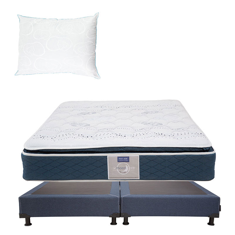 Colchón Restonic Trust con Box con Ropa de Cama