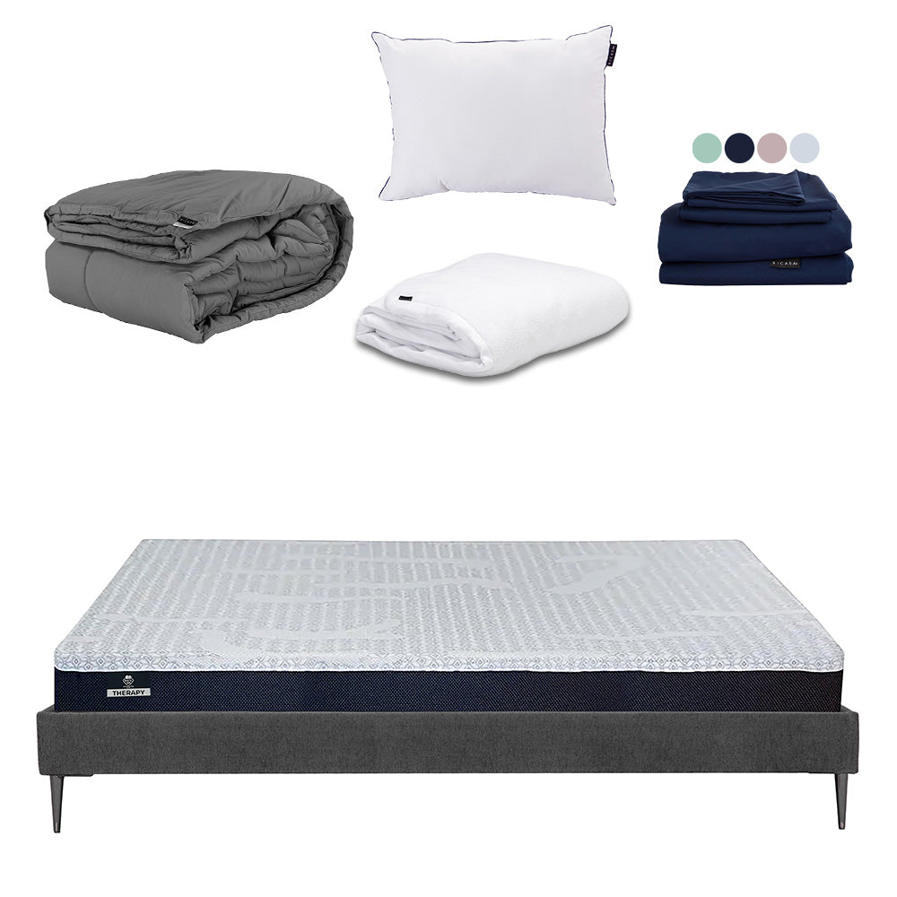Colchón Spring Air Therapy con Base Slim con Ropa de Cama