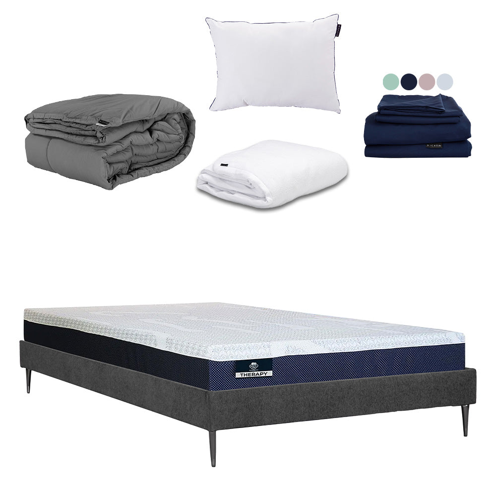 Colchón Spring Air Therapy con Base Slim con Ropa de Cama