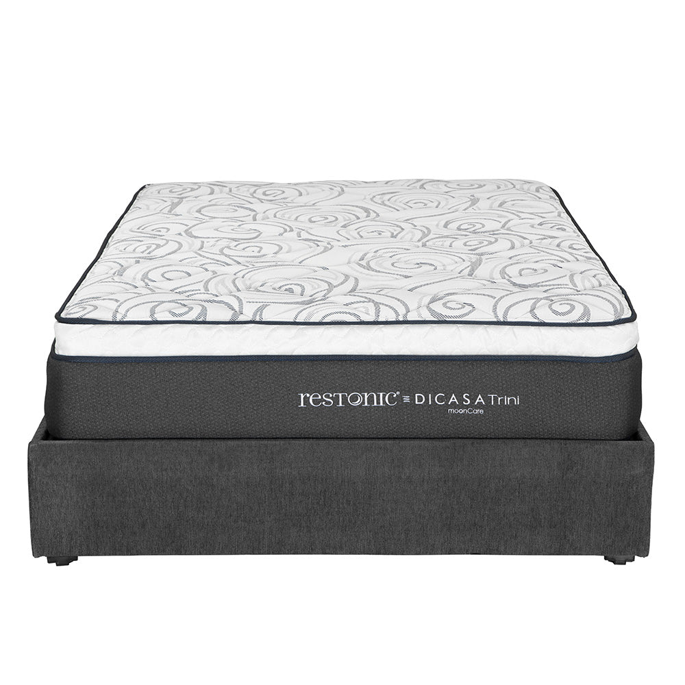 Colchón Dicasa Trini con Base Cama Gris Carbón con Ropa de Cama