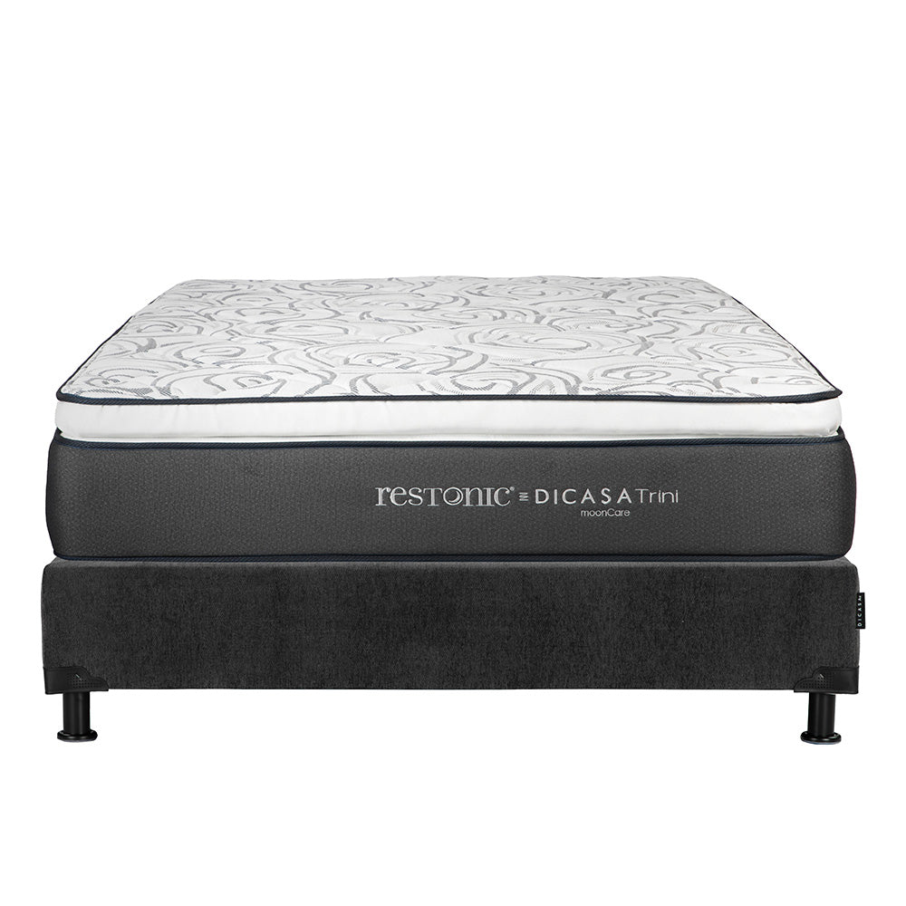 Colchón Dicasa Trini con Box Gris Carbón con Ropa de Cama