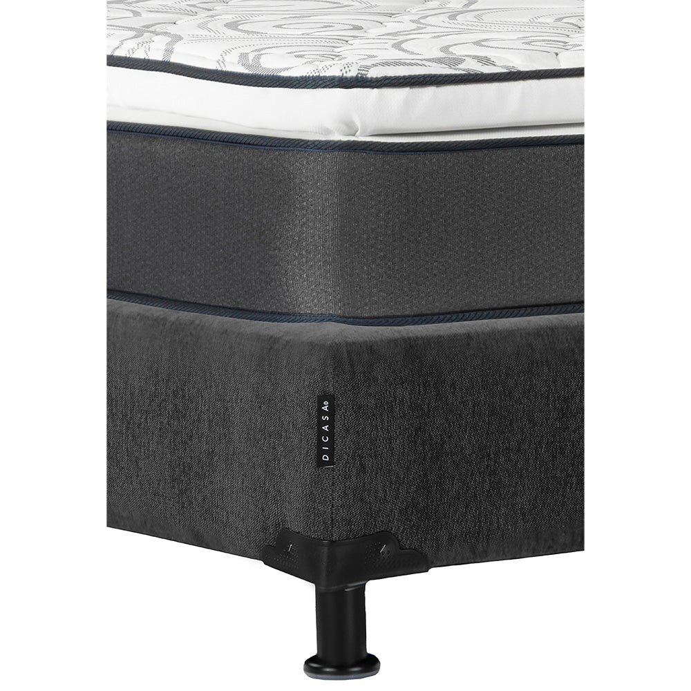 Colchón Dicasa Trini con Box Gris Carbón con Ropa de Cama