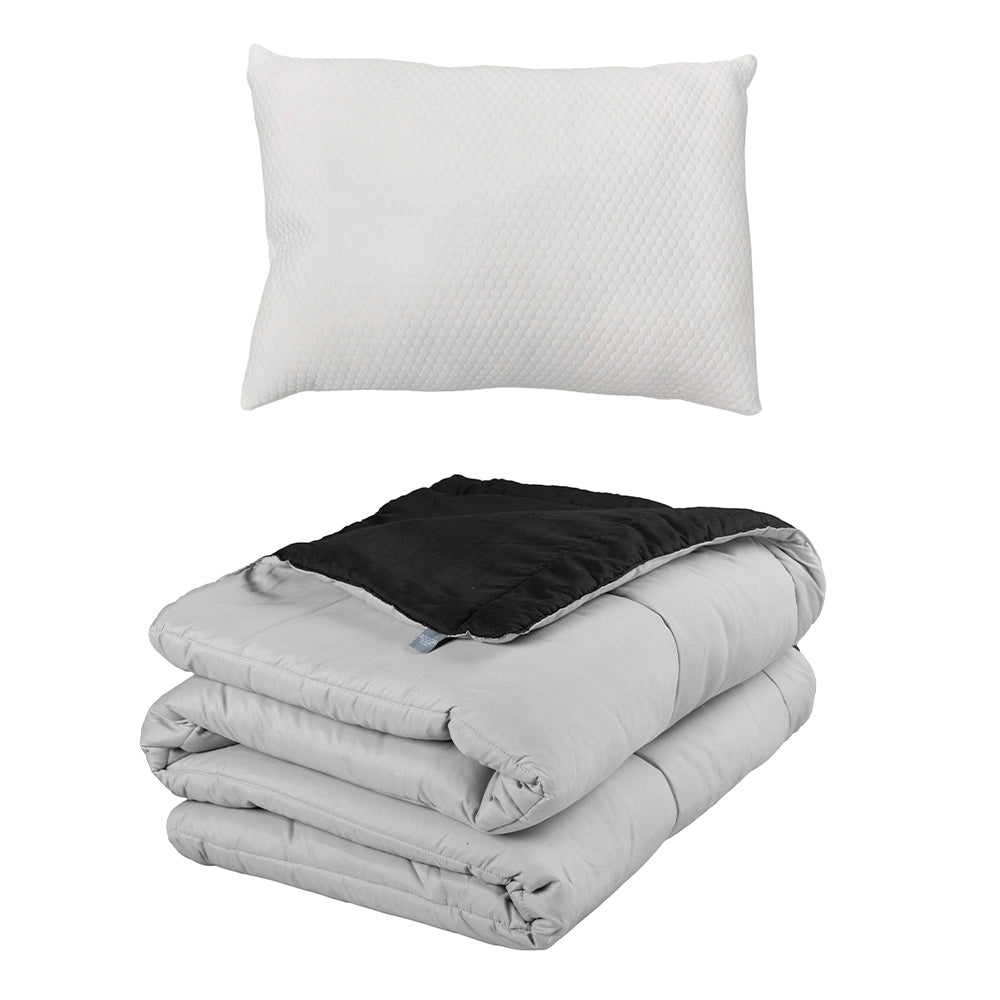 Edredón Rogga Negro-Gris Perla con Ropa de Cama