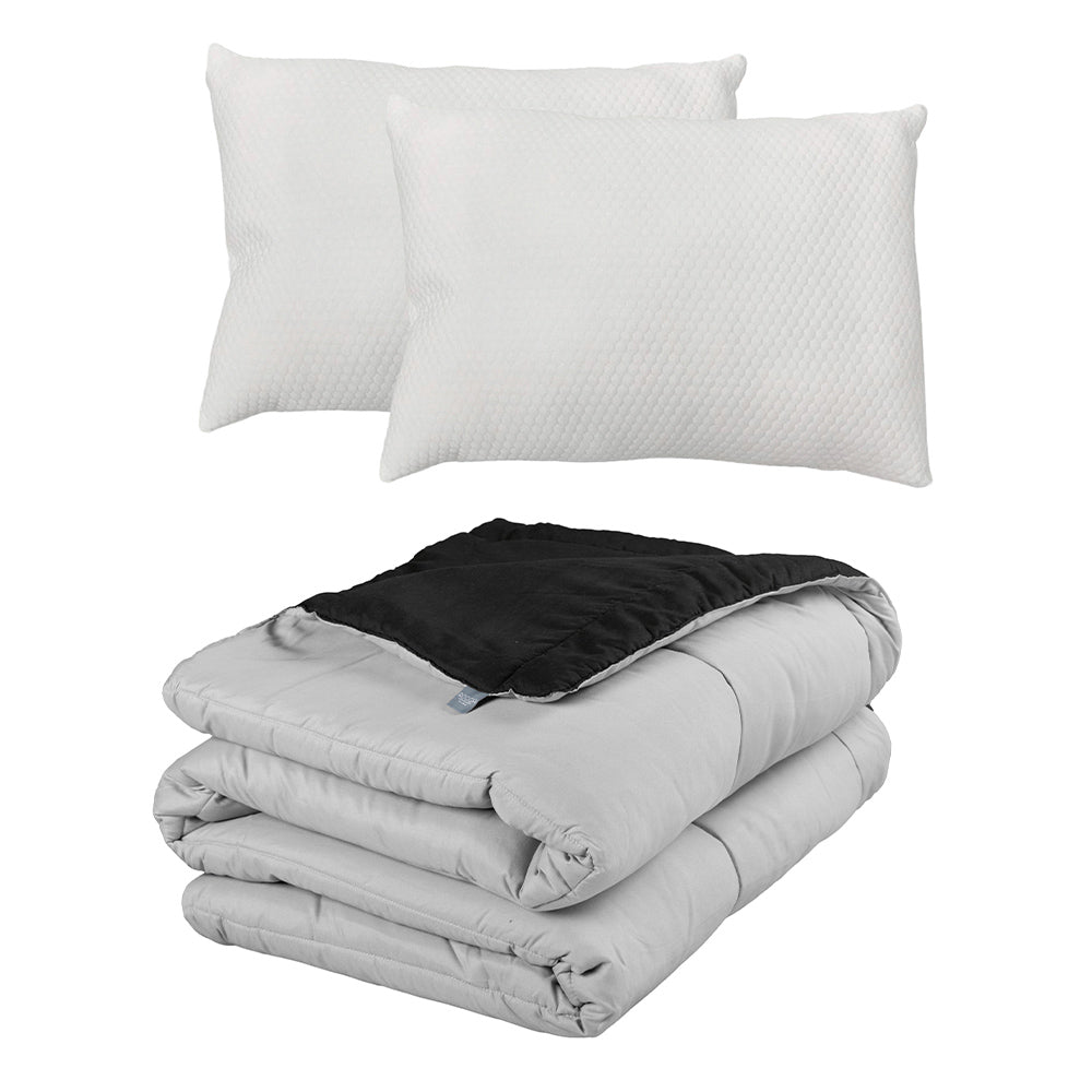 Edredón Rogga Negro-Gris Perla con Ropa de Cama