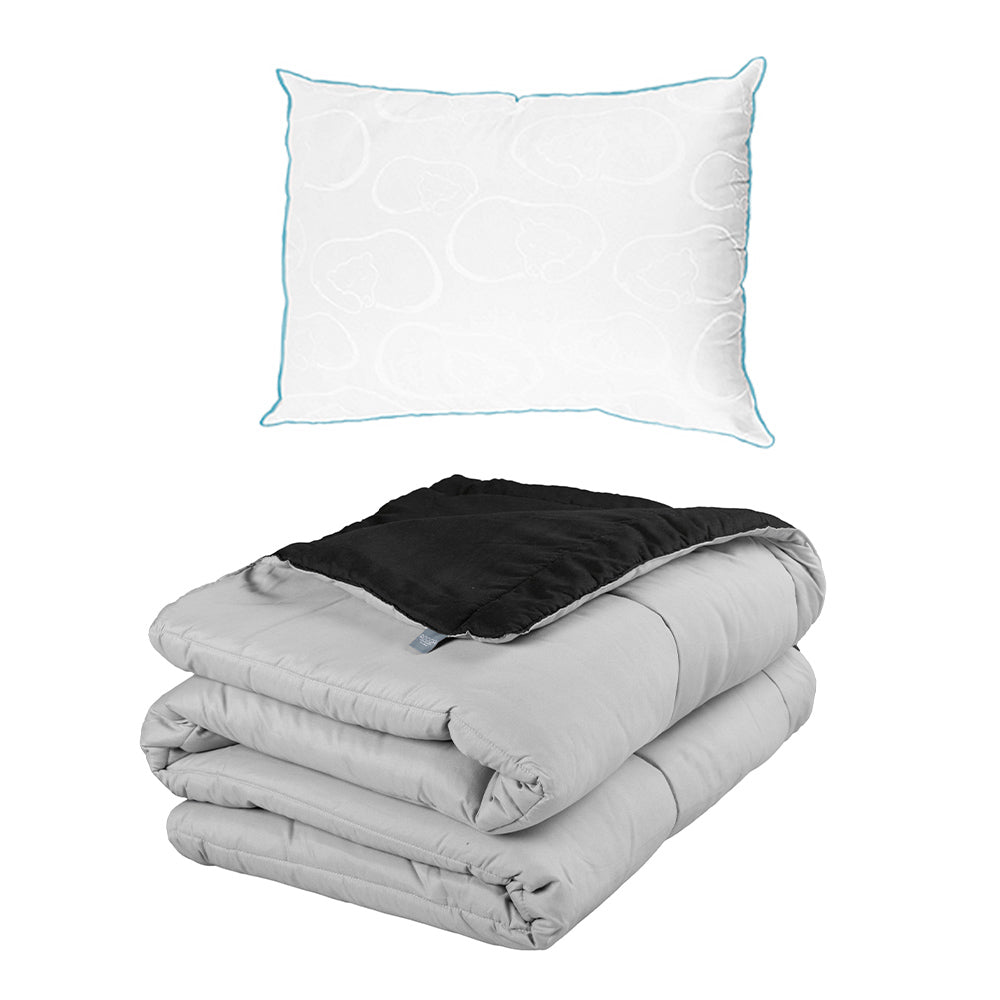 Edredón Rogga Negro-Gris Perla con Ropa de Cama